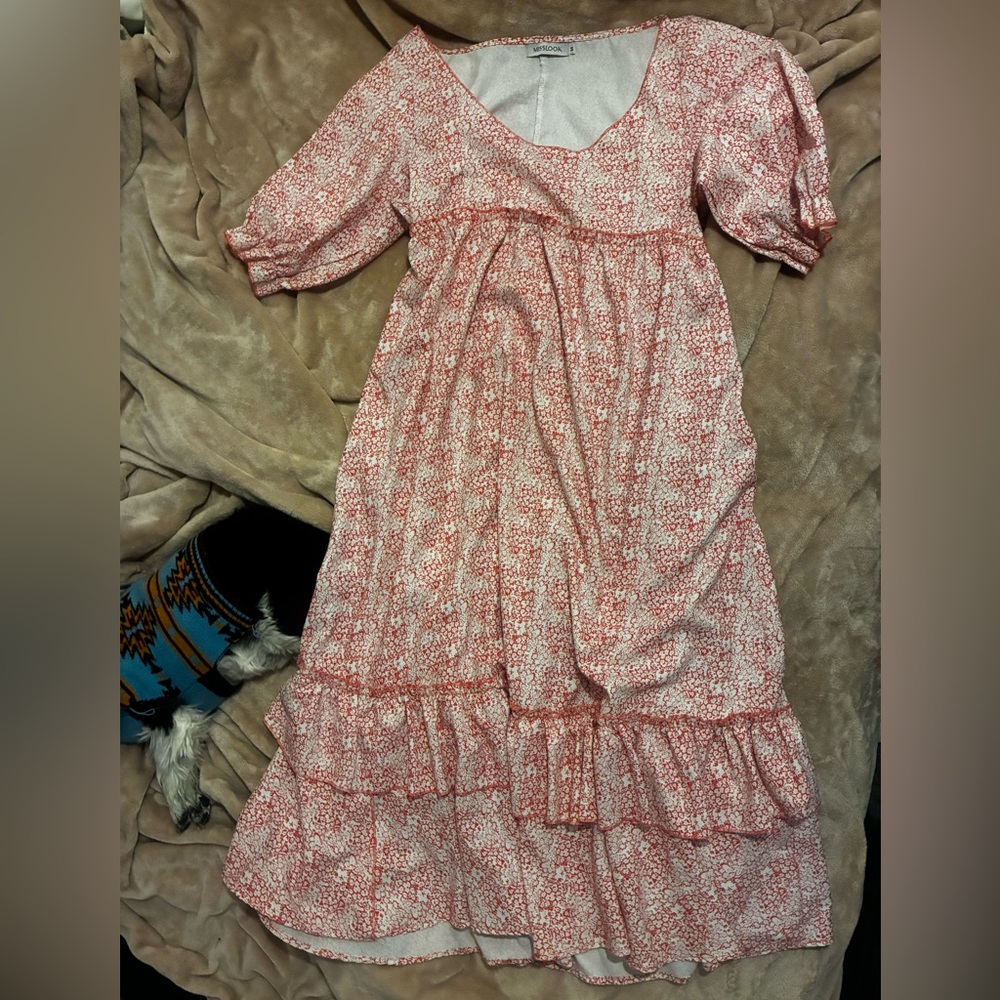 MISSLOOK Pink and Red Patterned Dress